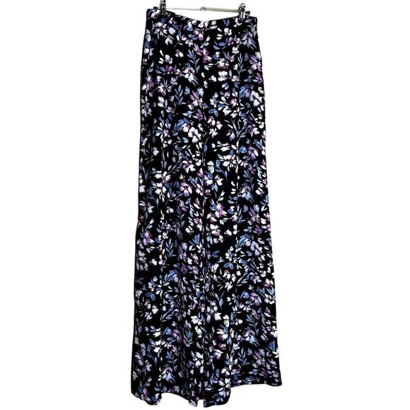Kendall & Kylie Palazzo Purple Pant Floral Print High Waisted Multicolor Wide - Picture 3 of 15
